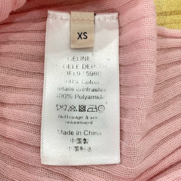 Celine Pink Ribbed Long Sleeve Knit Top With Contrast Trim XS - Picture 7 of 7